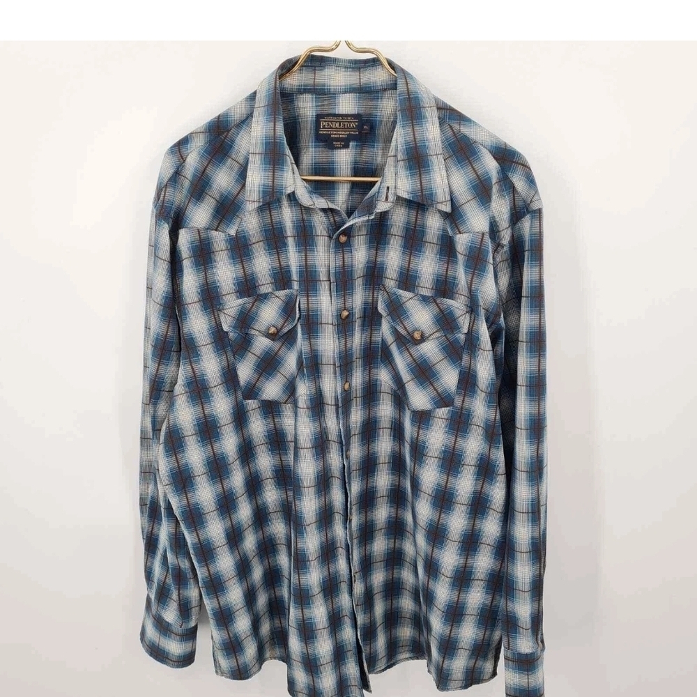Pendleton Blue Plaid Button-Up Shirt